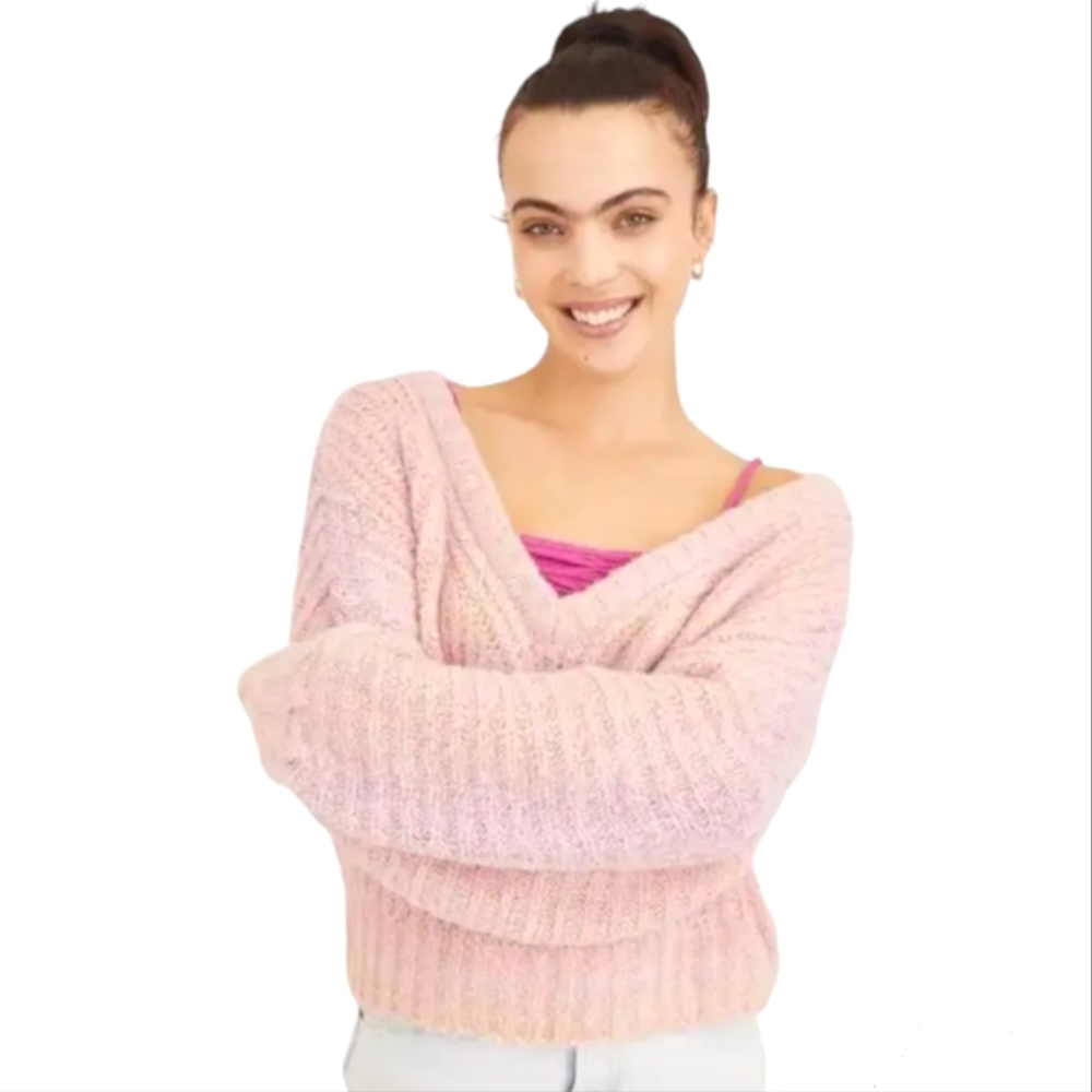 Urban Outfitters Pastel Pink Lavender Yellow cropped sweater Sz S/P
